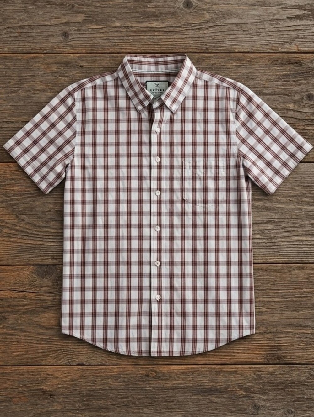 Denver Hayes Short Sleeve Plaid Button Up Shirt Mens Small Modern Fit